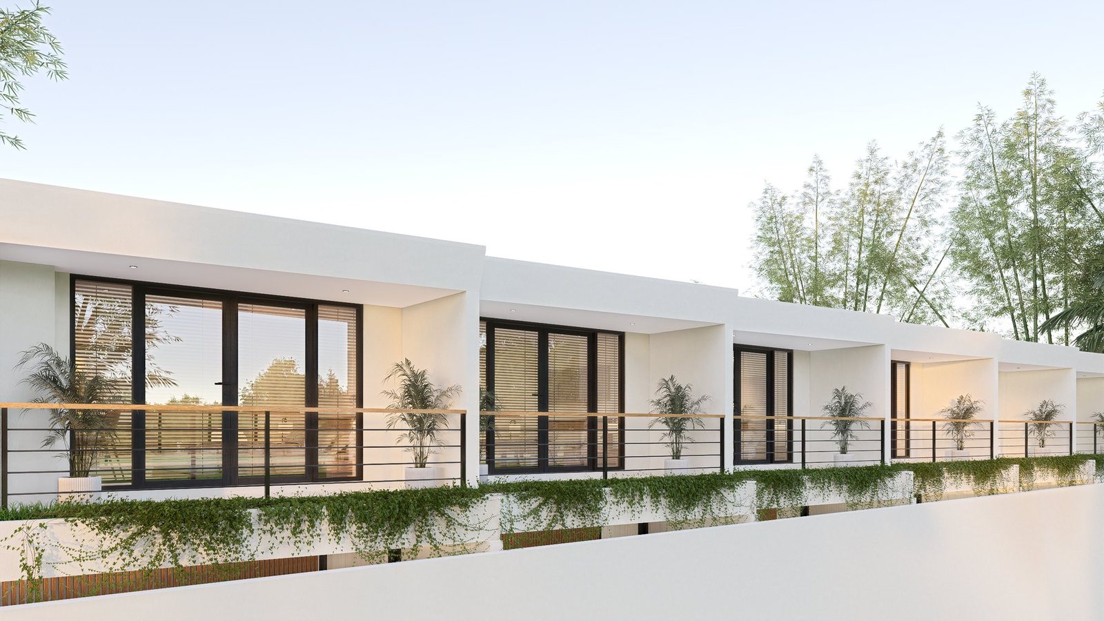 1 bed loft, Balangan, the row of lofts and their balconies, render