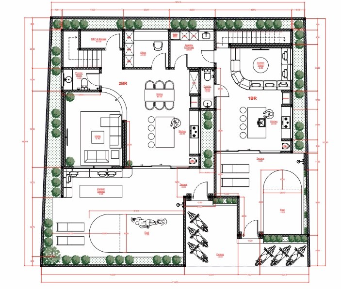 2 bed pool villa, Balangan, floor plan