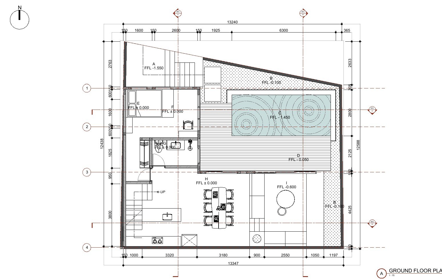 3 bed pool villa, Balangan, floor plan