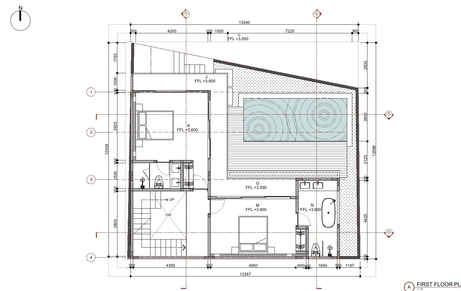3 bed pool villa, Balangan, floor plan