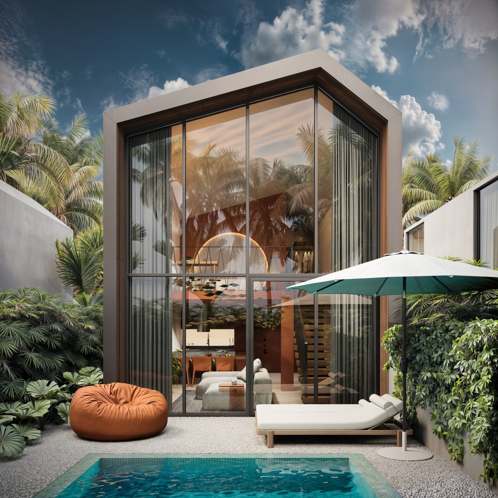 Pool villa, Batuan, a 1 bed loft villa and its plunge pool, render
