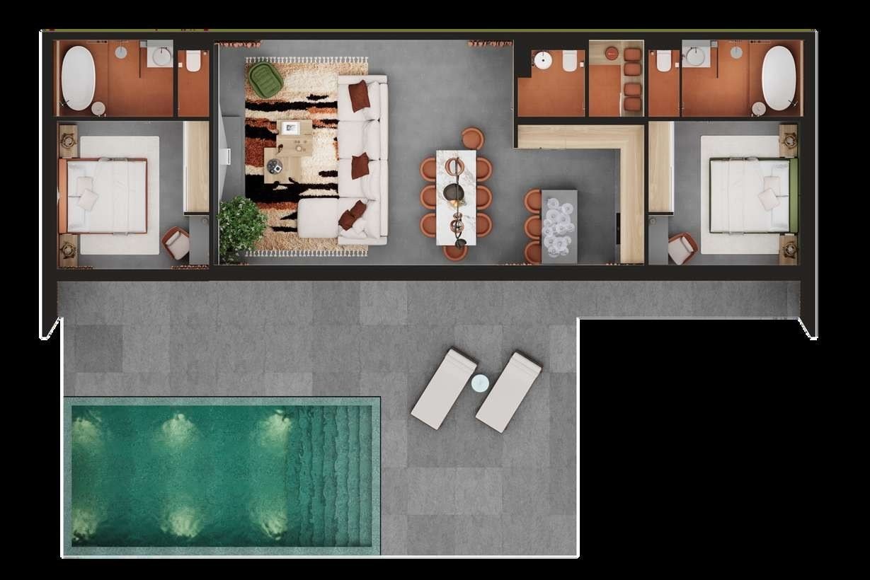 Pool villa, Batuan, floor plan
