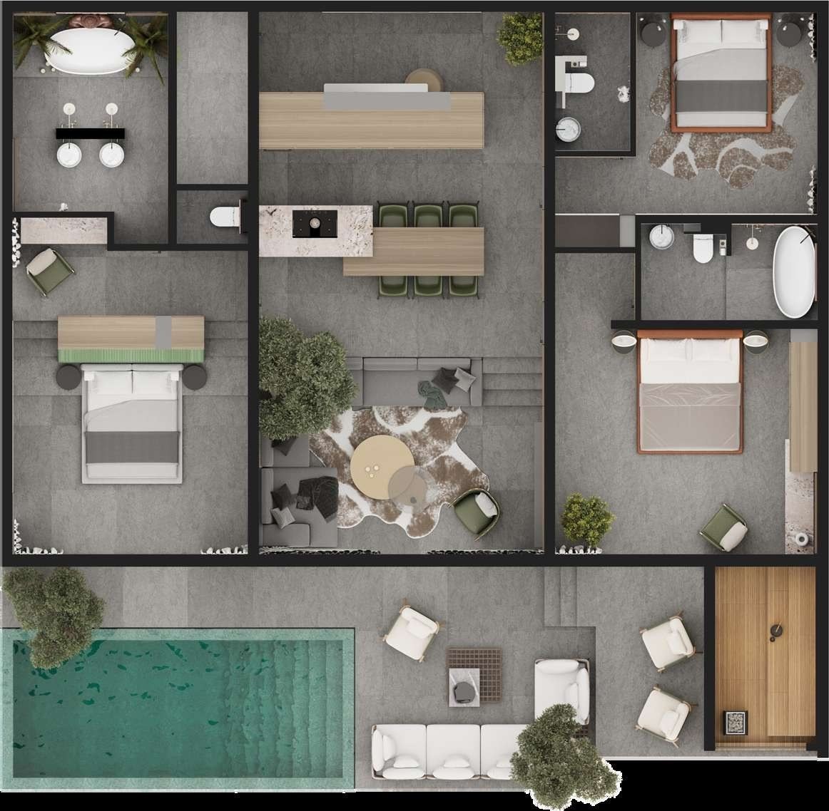 Pool villa, Batuan, floor plan
