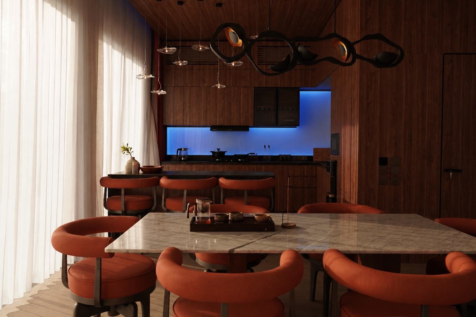 Pool villa, Batuan, Kitchen and dining room