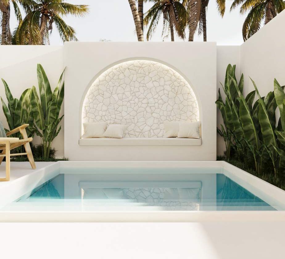 2 bed pool villa, Ungasan, the pool and its arched alcove seat