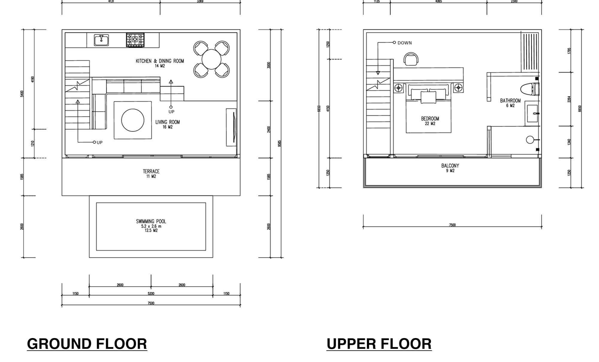 Hillside pool villas, Kuta Lombok, The One Bedroom Villa, floor plan
