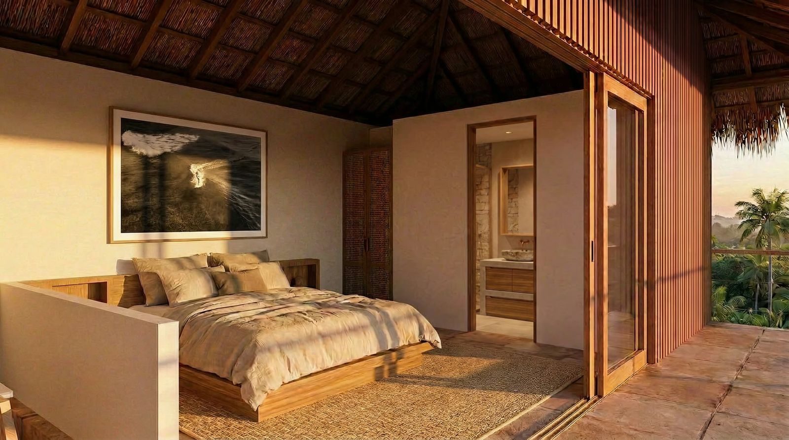 Hillside pool villas, Kuta Lombok, the bedroom, render