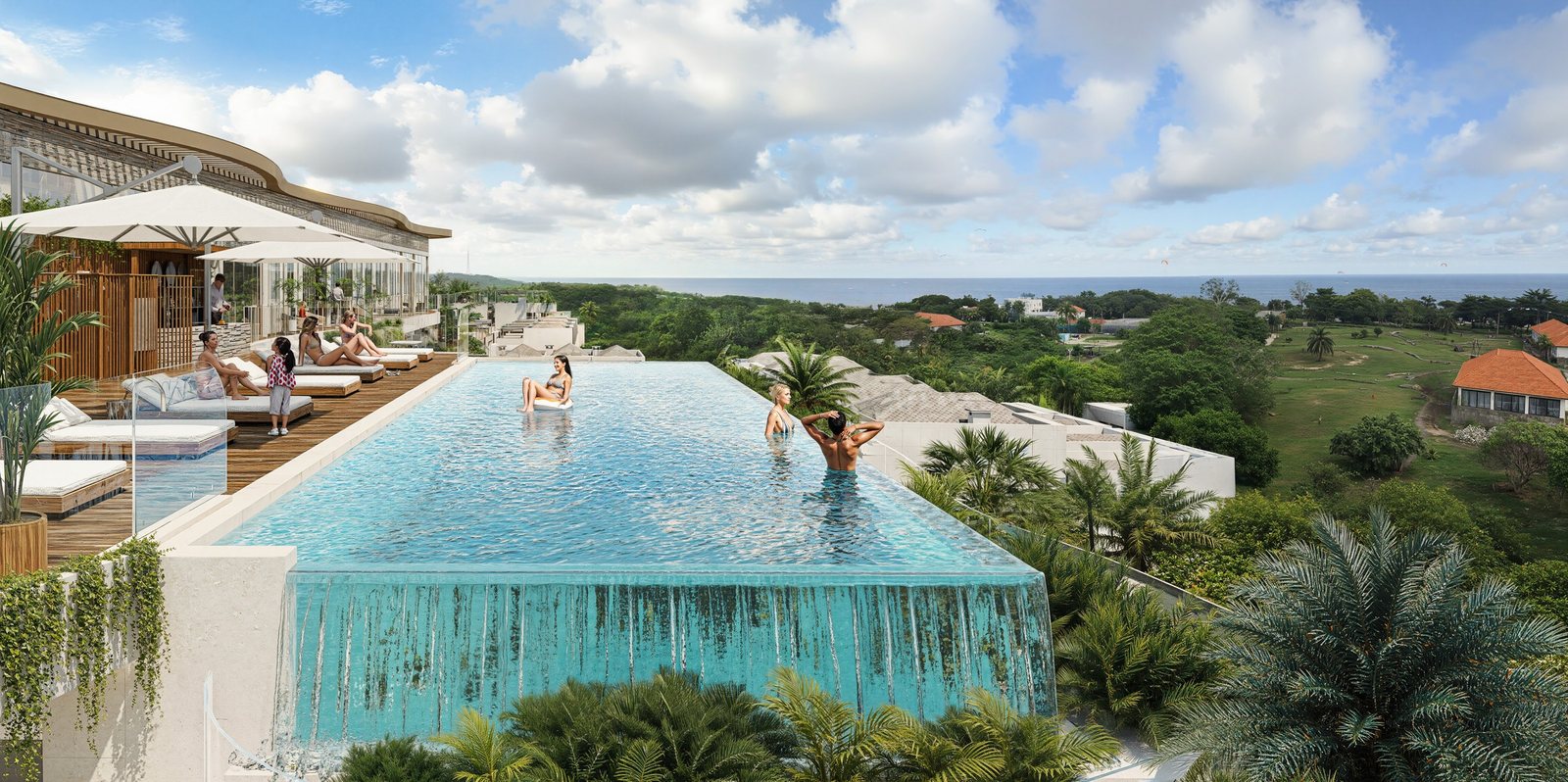 Hotel suites and villas, Kutuh, Pandawa, the rooftop infinity pool, render