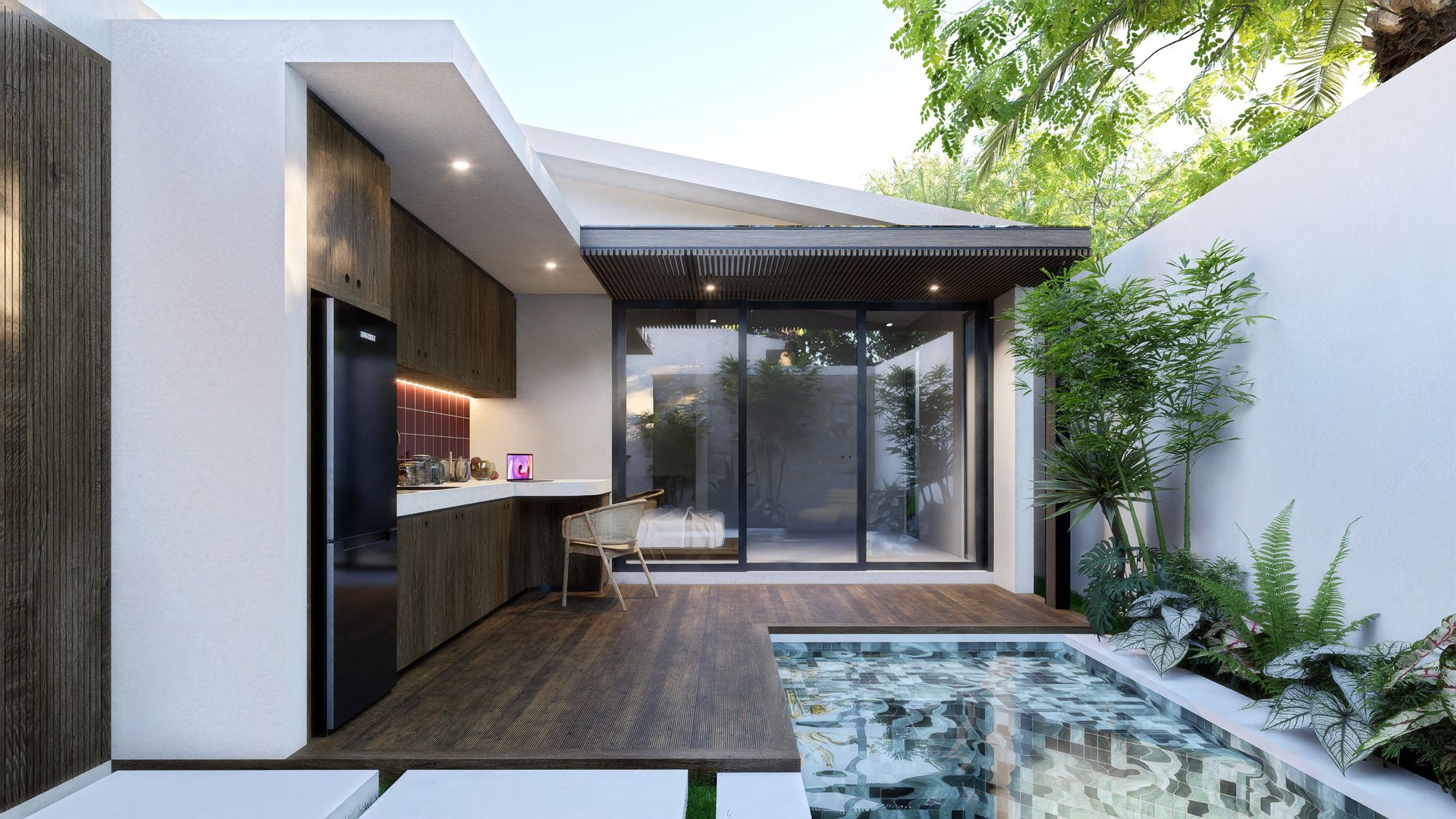 Pool studio, Melasti, the terrace, kitchen and pool