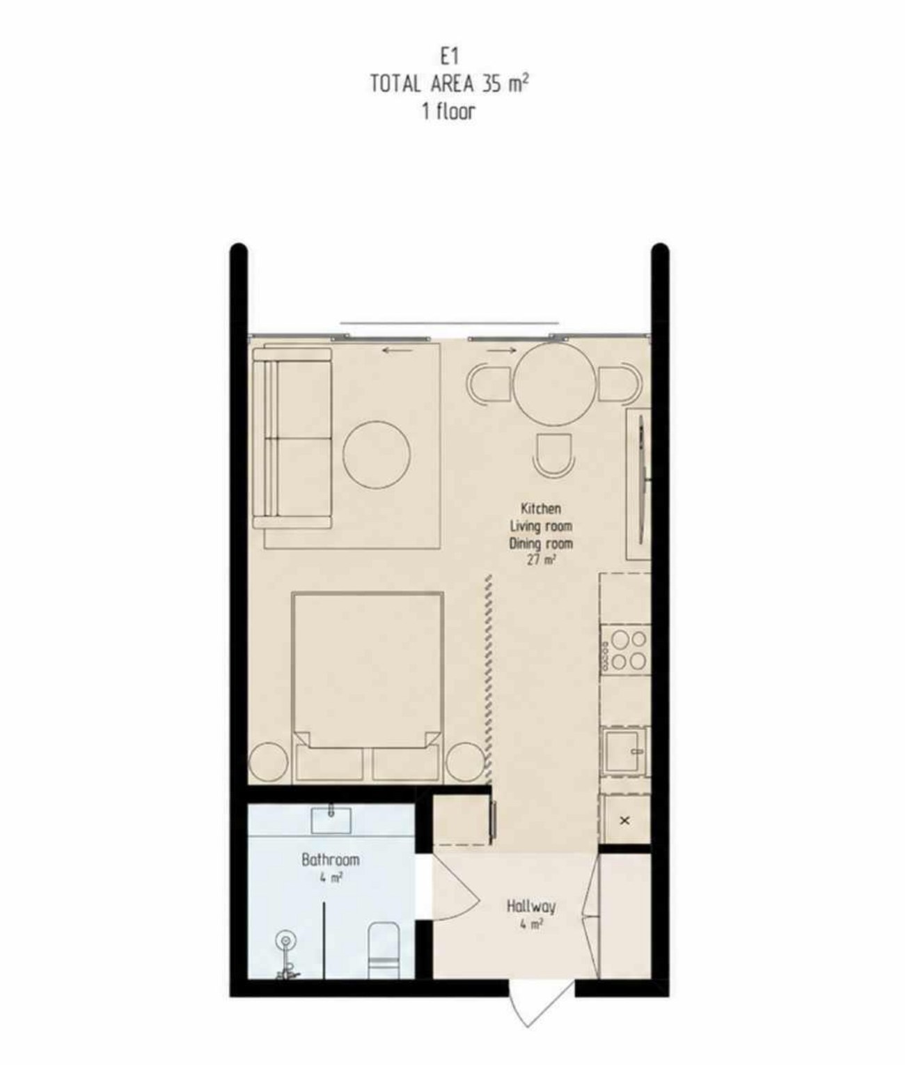 NAI Nusa Dua, floor plan, Apartment Breeze, type E1
