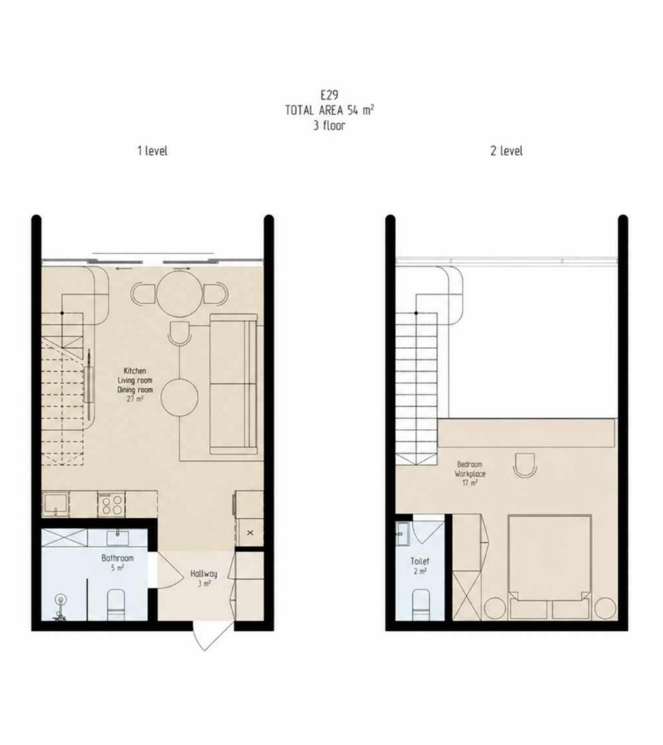 NAI Nusa Dua, floor plan, Loft Apartment Breeze, type E29