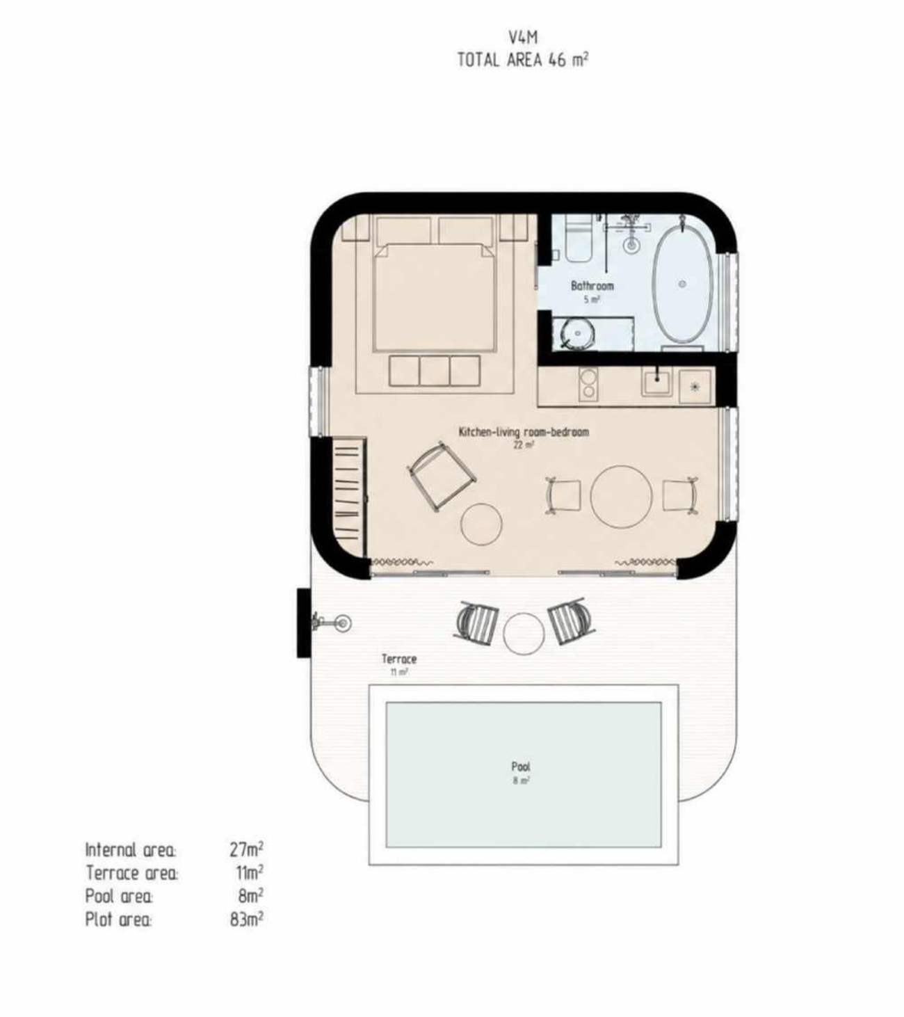 NAI Nusa Dua, floor plan, Villa V4M