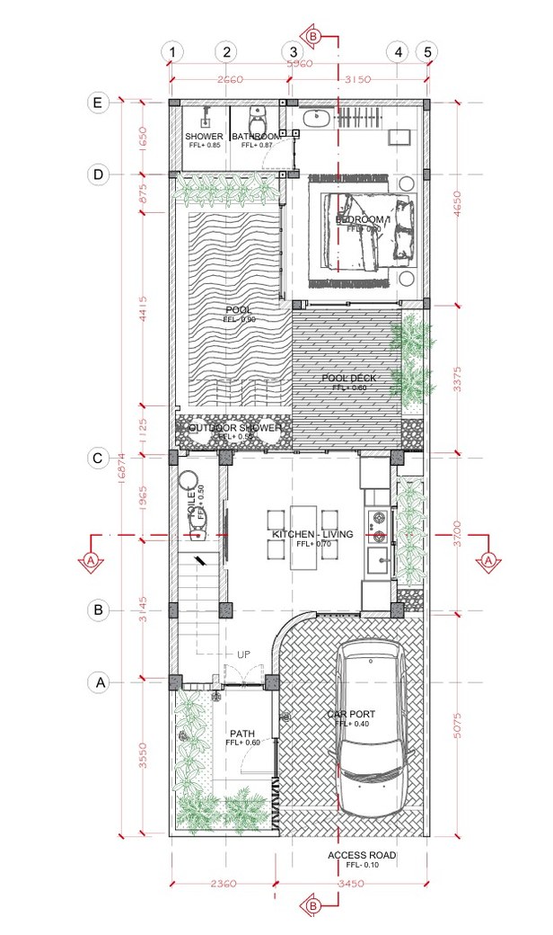 2 bed pool villa, Ungasan, floor plan