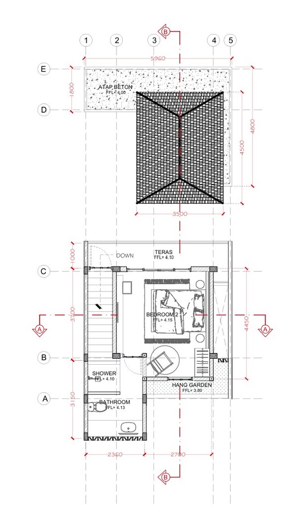 2 bed pool villa, Ungasan, floor plan