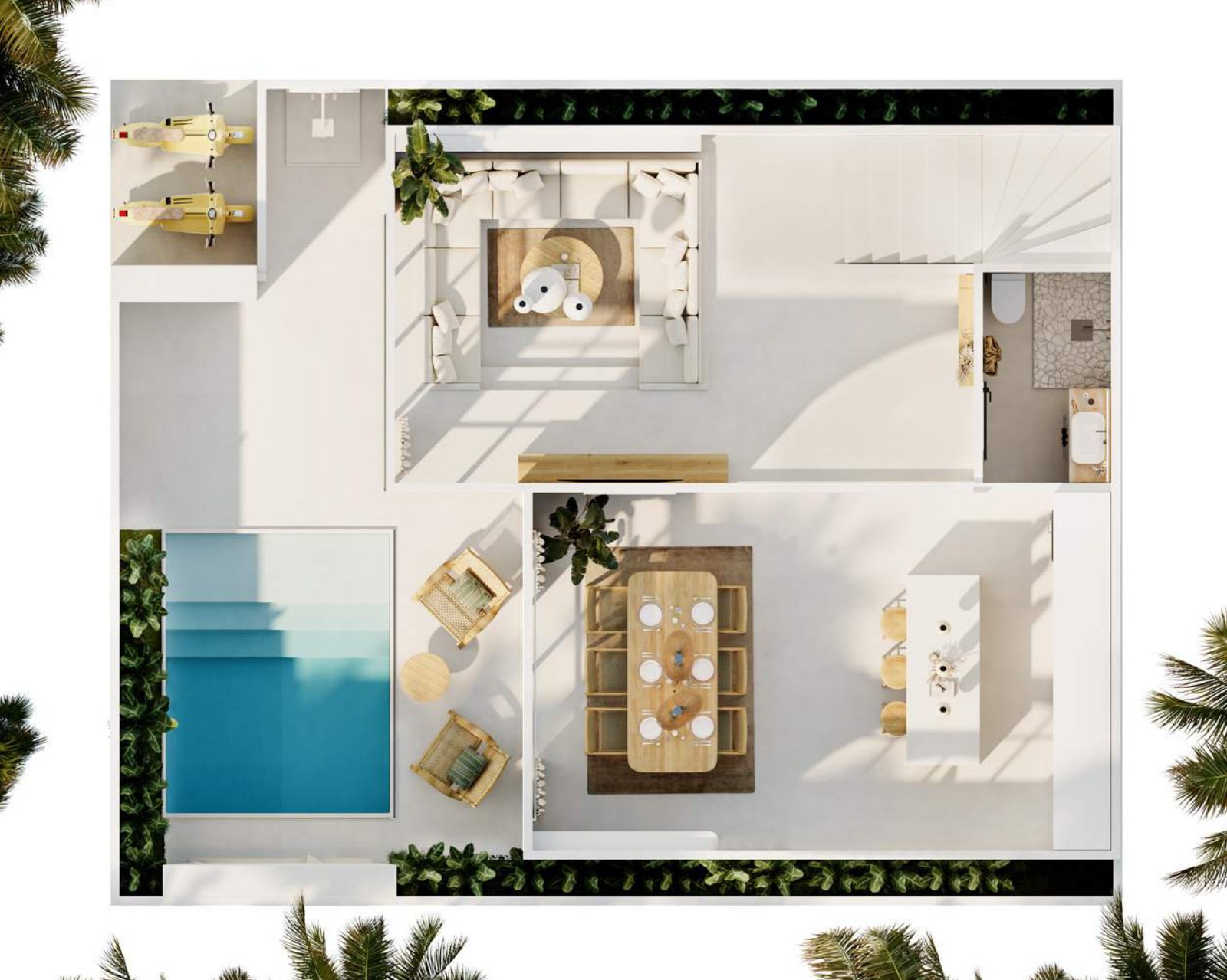 2 bed pool villa, Ungasan, floor plan