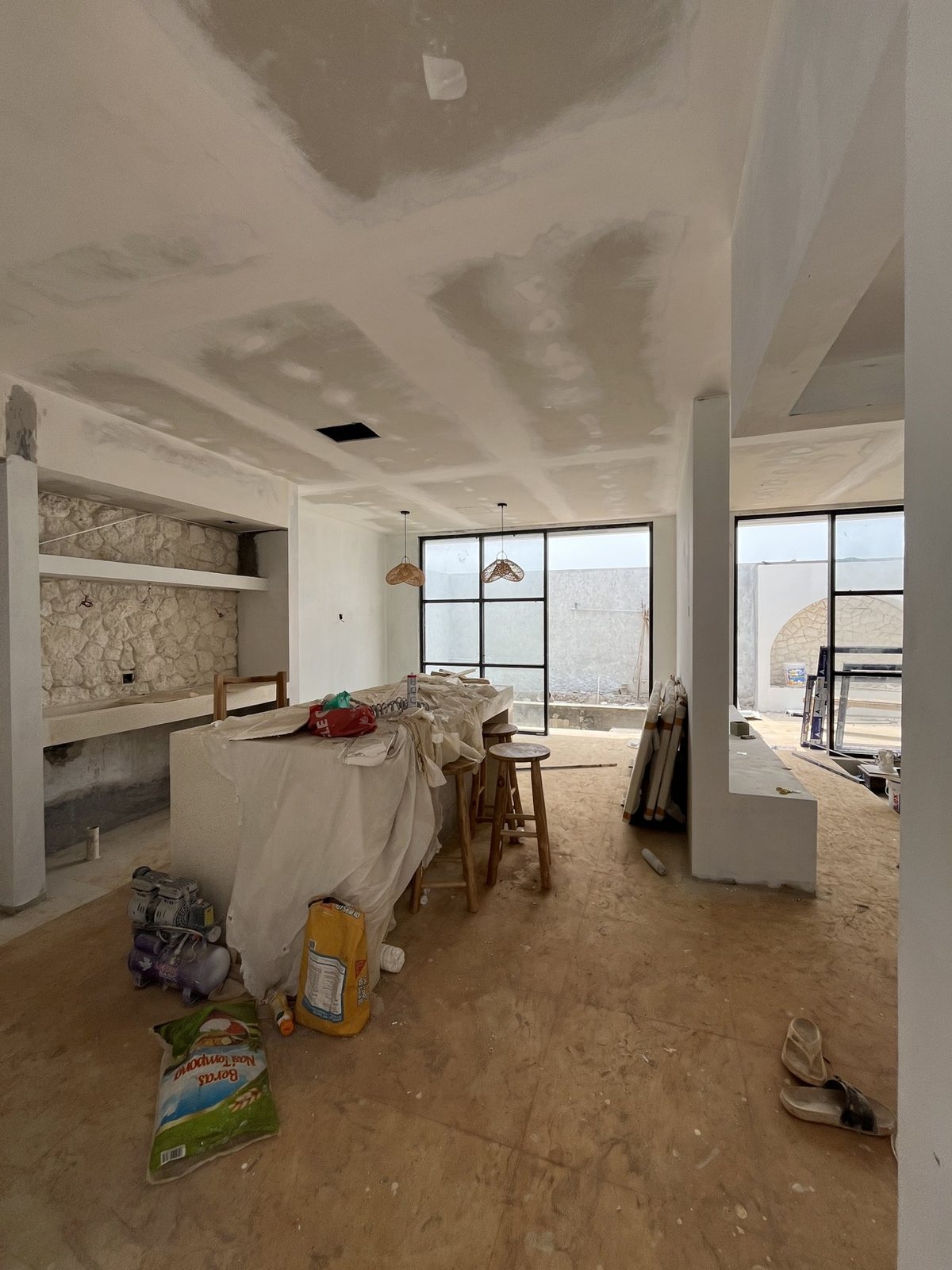 2 bed pool villa, Ungasan, The kitchen bench, island and splashback